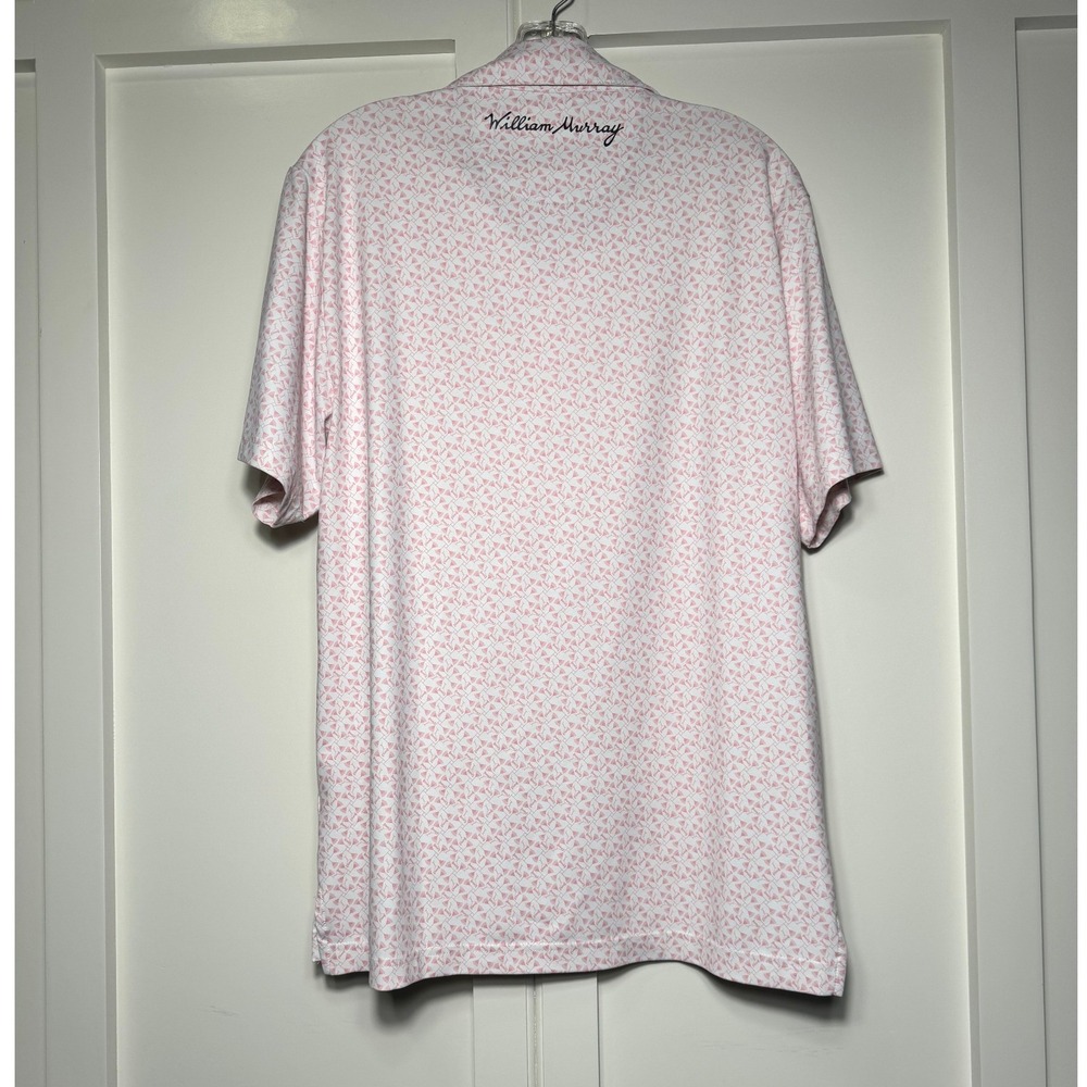 William Murray Golf Mens Medium Pink Martini Glass Print Performance Polo Shirt - Picture 2 of 9